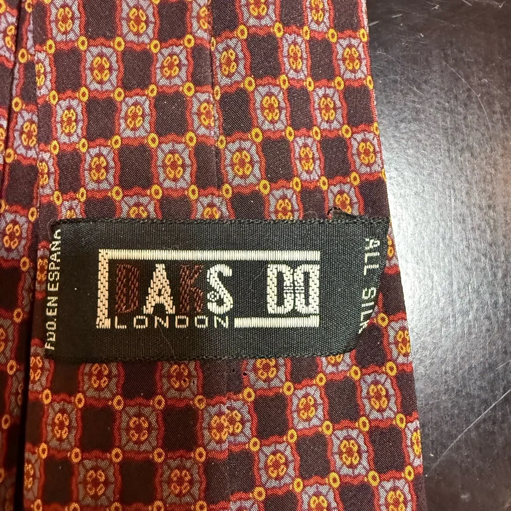 Daks London‎ Red and Black Patterned Men's Tie 60” long Silk